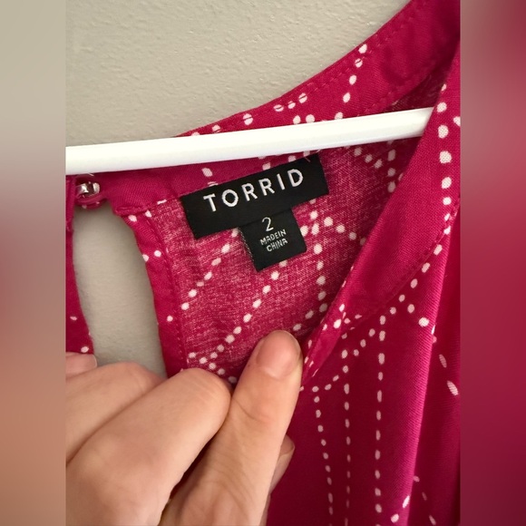 Torrid Dress & Kimono Cardigan Womens SZ 2 1/2 Pink Flowy MIDI Draped Front - Picture 6 of 14